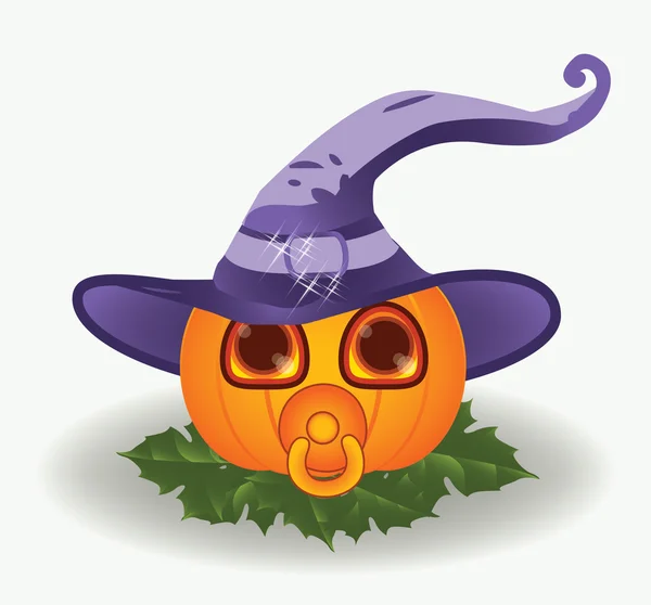 Halloween baby pompoen met tepel, vectorillustratie — Stockvector