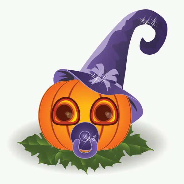 Cute halloween baby pompoen, vectorillustratie — Stockvector
