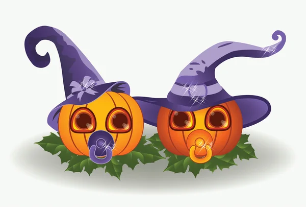 Bonito halloween bebê abóboras, ilustração vetorial — Vetor de Stock