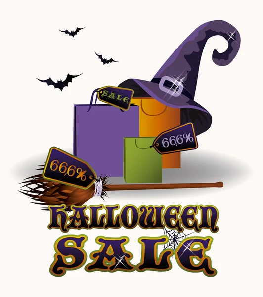 Halloween verkoop kaart, vectorillustratie — Stockvector