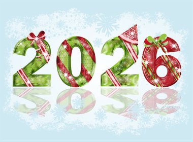 Mutlu 2026 yılbaşı kartı xmas kar tanesi, vektör rahatsızlığı