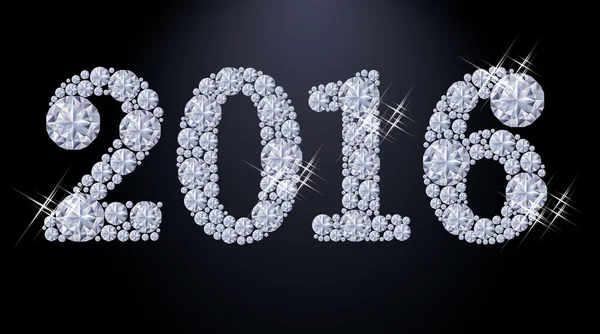 Διαμάντι 2016 νέο έτος εμβλημάτων, εικονογράφηση φορέας — Διανυσματικό Αρχείο