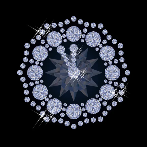 Diamond midnight clock, vector illustration — Stock Vector