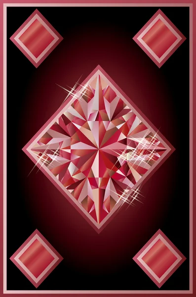 Rubindiamanten Pokerkarte, Vektorillustration — Stockvektor