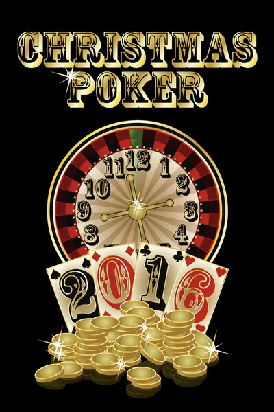 Різдвяний банер покеру, Новий 2016 рік, Векторні ілюстрації — стоковий вектор