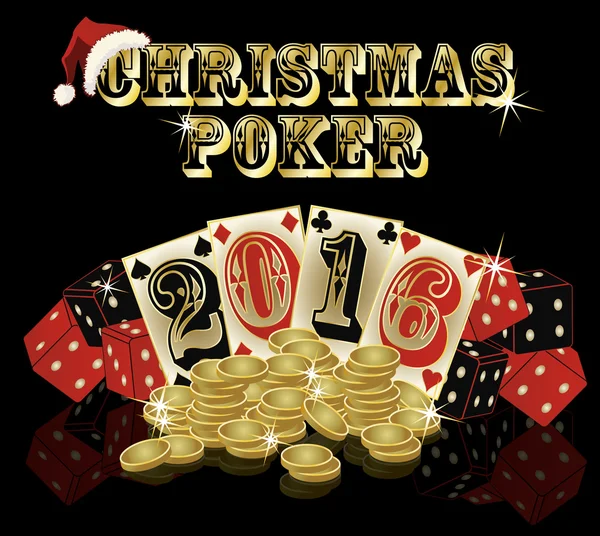 Kerstmis poker achtergrond, vectorillustratie — Stockvector