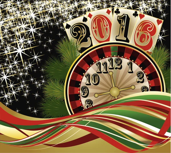 Casino 2016 Fondo de año nuevo, ilustración de vectores — Archivo Imágenes Vectoriales