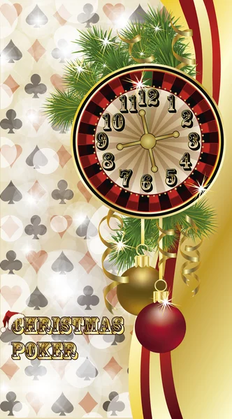 Kerstmis poker briefkaart, vectorillustratie — Stockvector