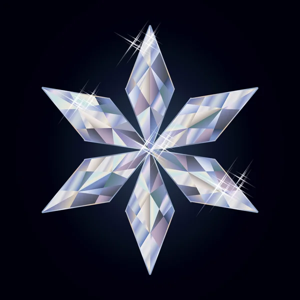 Diamond xmas snowflake, vector illustration — Stock Vector