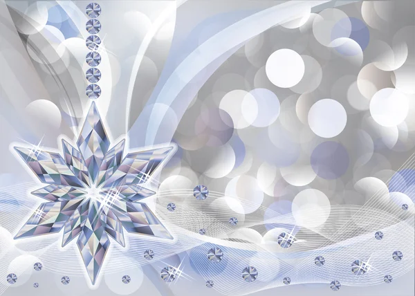 Winter wallpaper with diamond snowflake, vector — Stock Vector