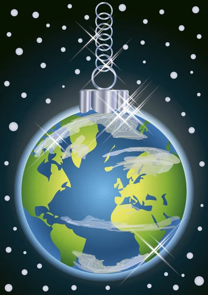 Christmas earth ball, vektor illustration — Stock vektor