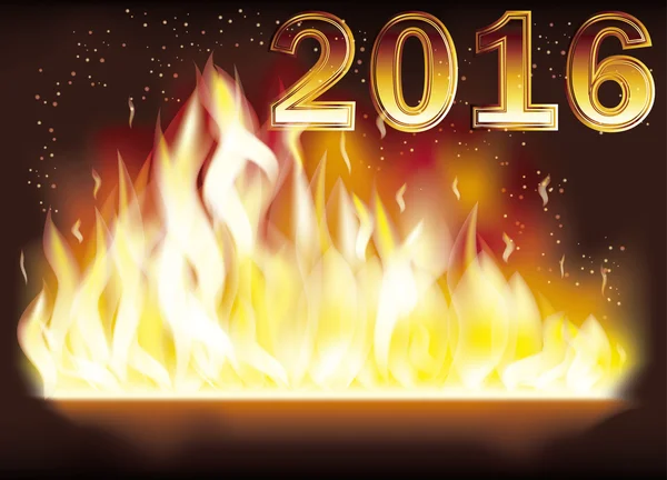 2016 Neujahr Feuer Flamme Hintergrund, Vektorillustration — Stockvektor