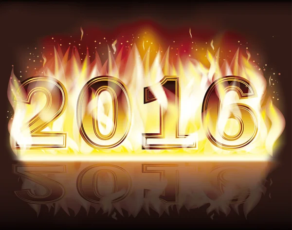 Happy New 2016 fire flame year, vector illustration — Stock Vector