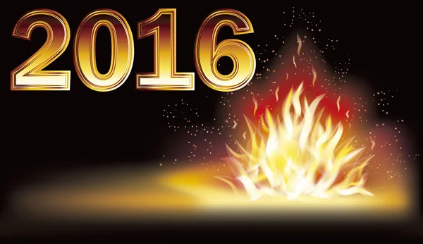 Fuego 2016 banner año nuevo, vector de ilustración — Archivo Imágenes Vectoriales