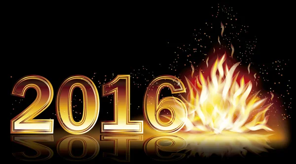 Feuer Flamme neues Jahr 2016 Banner, Vektorillustration — Stockvektor