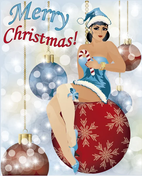 Feliz Navidad chica santa sexy, vector de ilustración — Archivo Imágenes Vectoriales