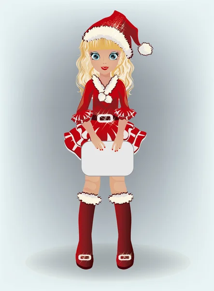Little cute Santa ragazza, illustrazione vettoriale — Vettoriale Stock