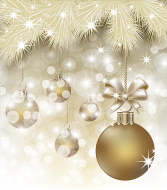 Neşeli Noel ve yeni yıl altın arka plan, illüstrasyon vektör