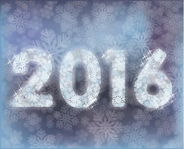 Mutlu yıllar 2016 kar kart, vektör çizim