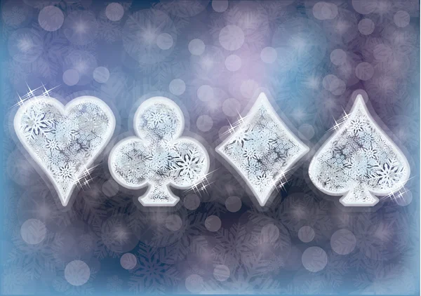 Banner de nieve de poker de Navidad, ilustración de vectores — Vector de stock