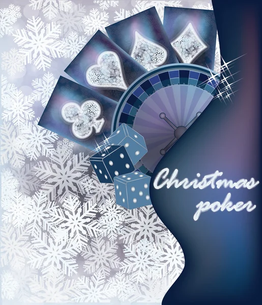Tarjeta de invitación de poker de Navidad, vector de ilustración — Vector de stock