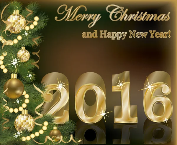 Feliz año nuevo 2016 fondo de pantalla de oro, vector de ilustración — Archivo Imágenes Vectoriales