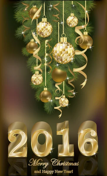 Merry Christmas ve yeni 2016 yılı banner, vektör çizim mutlu — Stok Vektör