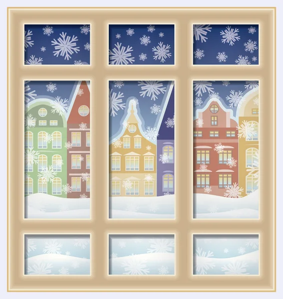 Finestra invernale glassata, illustrazione vettoriale — Vettoriale Stock