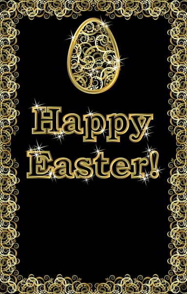 Happy Πάσχα χρυσό αυγό banner, εικονογράφηση φορέας — Διανυσματικό Αρχείο