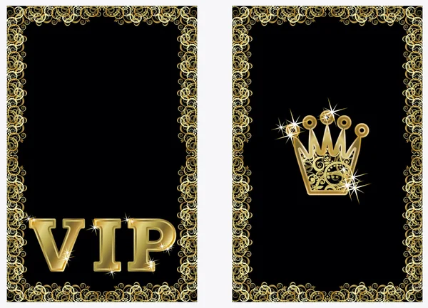 VIP golden crown banners, vector illustration — Stock Vector
