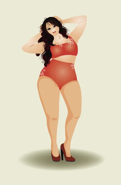 Plus size ragazza sessuale, vettoriale illustrazione — Vettoriale Stock