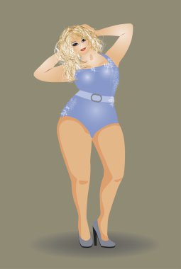 Boyutu sarışın kız, illüstrasyon vektör