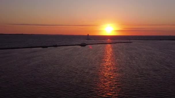 Faro Odessa Amanecer Paisaje Marino — Vídeo de stock