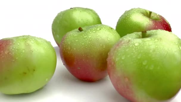 Red Green Apples Isolated White Background — Stock Video