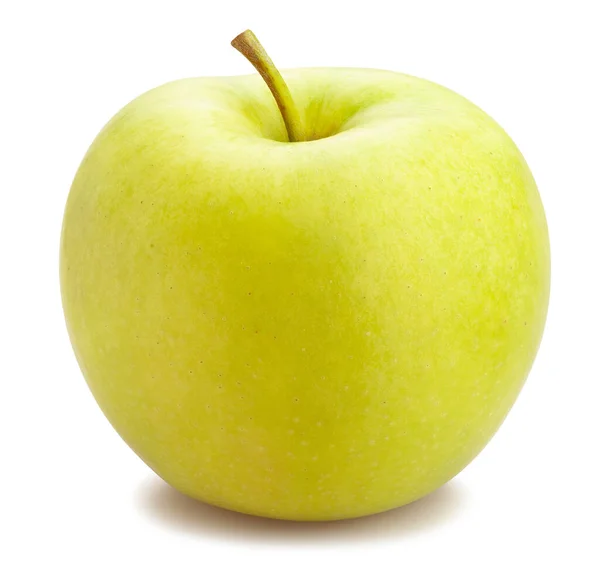 Zielone Jabłko Ścieżka Izolowane Białym — Zdjęcie stockowe
