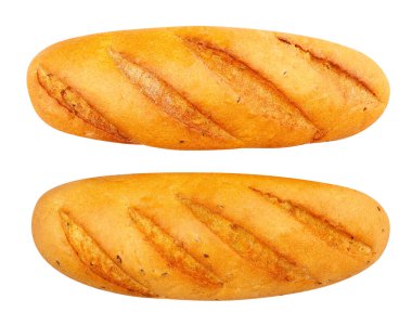 Ekmek yolu beyaz üst görünümde izole edildi