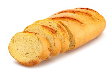 Dilimlenmiş ekmek yolu beyazda izole edilmiş