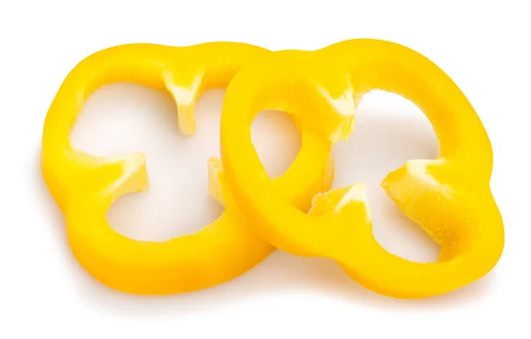 白で隔離された黄色のピーマンの切り身 — ストック写真