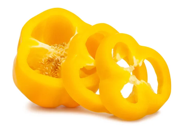 Sliced Yellow Bell Pepper Path Isolated White — Stock Photo, Image