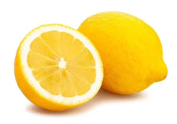 Sliced Lemon Path Isolated White — Stock Photo, Image