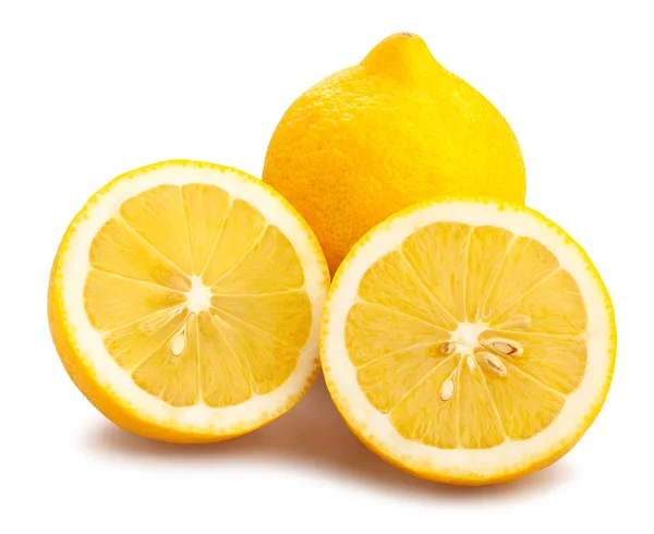 Sliced Lemon Path Isolated White — Stock Photo, Image