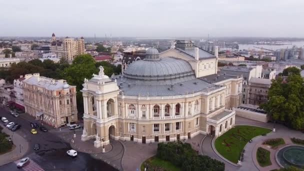 Odessa Ukraine Όπερας Θέατρο Drone Ορίζοντα — Αρχείο Βίντεο