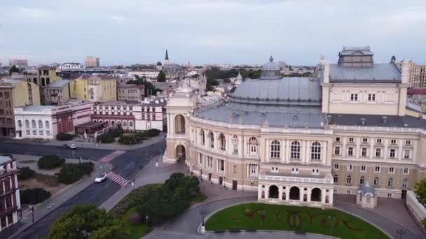 Odessa Ukraine Όπερας Θέατρο Drone Ορίζοντα — Αρχείο Βίντεο