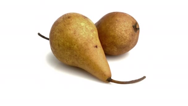 白地に隔離された褐色の梨 — ストック動画