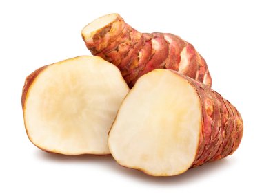 Dilimlenmiş Kudüs enginar yolu beyaza izole edilmiş.