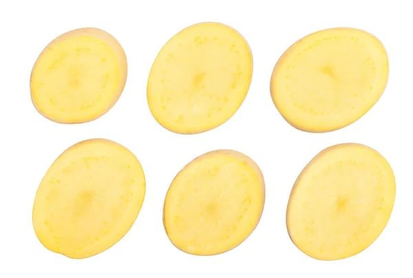 Sliced White Potatoes Path Isolated White — Stock Photo, Image