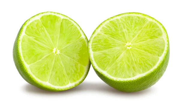 Sliced Lime Path Isolated White — Stock Photo, Image