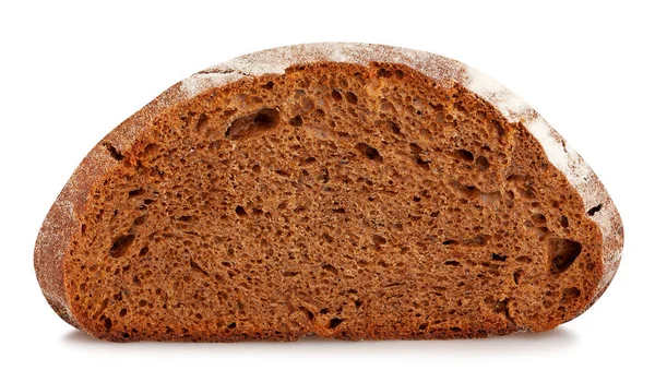 Geschnittenes Rundes Braunes Brot Isoliert Auf Weißem — Stockfoto