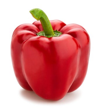 Koyu kırmızı çan biberi yolu beyaza izole edilmiş.