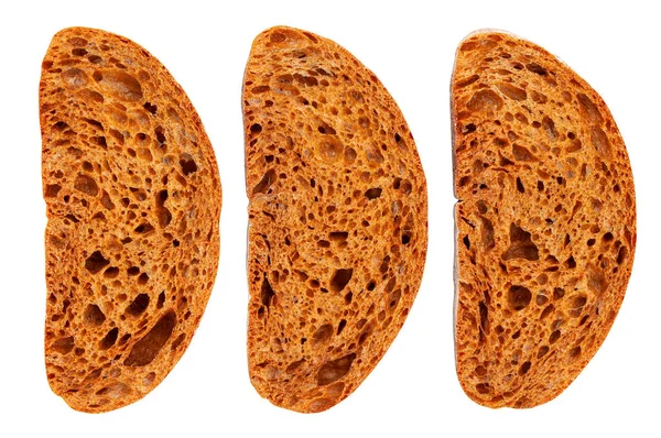 Dilimlenmiş Kahverengi Ekmek Yolu Beyaza Izole Edilmiş — Stok fotoğraf